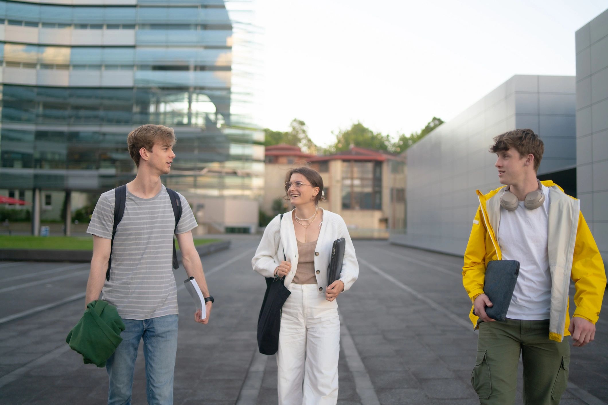 Students walking across a university campus
